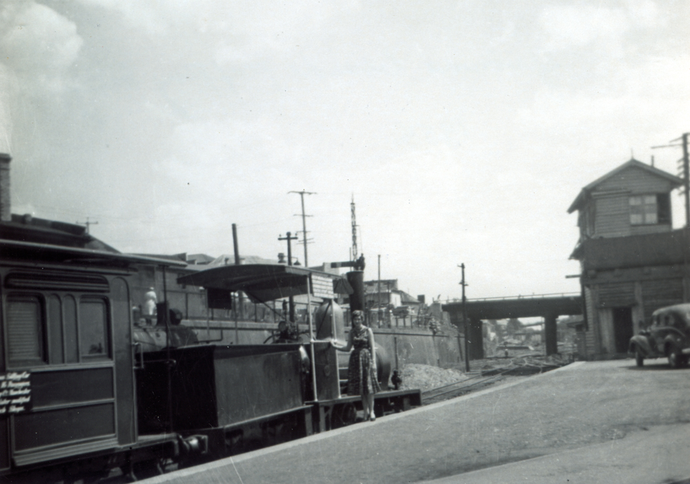 Puffing Billy train at Ipswich Railway Station, Ipswich, 1955