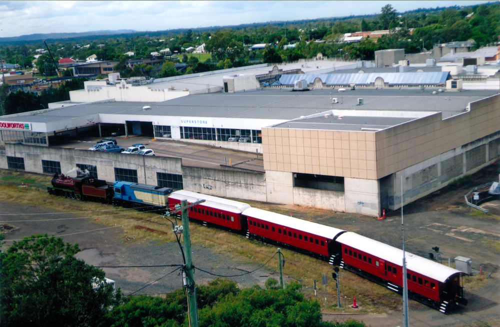 Looking towards Woolworths Supermarket from Oaks Aspire balcony, Ipswich, 2013