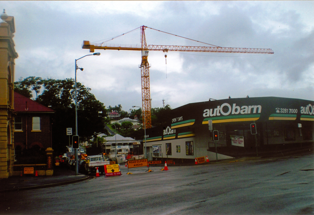 Road closure signs at construction site of new Courthouse at 43 Ellenborough Street, Ipswich, 2008