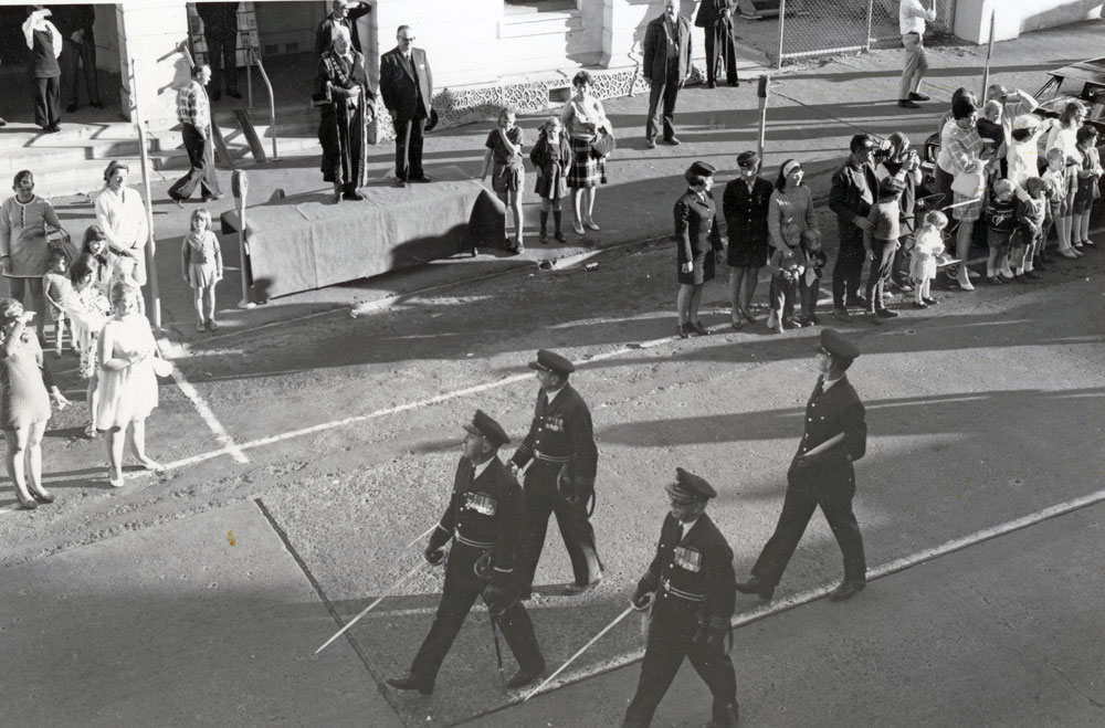 Crowd watching, what is believed to be Freedom of Entry parade of RAAF Base Amberley personnel, Ipswich, 1970