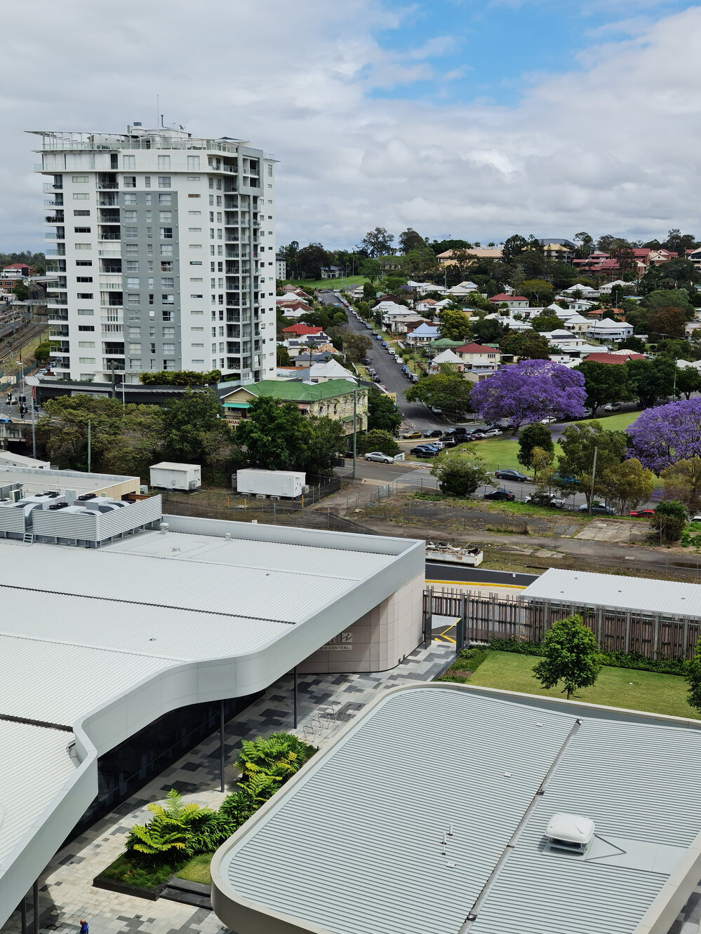 Panoramic view of Woodend from 6th floor of 1 Nicholas Street Ipswich, 2021