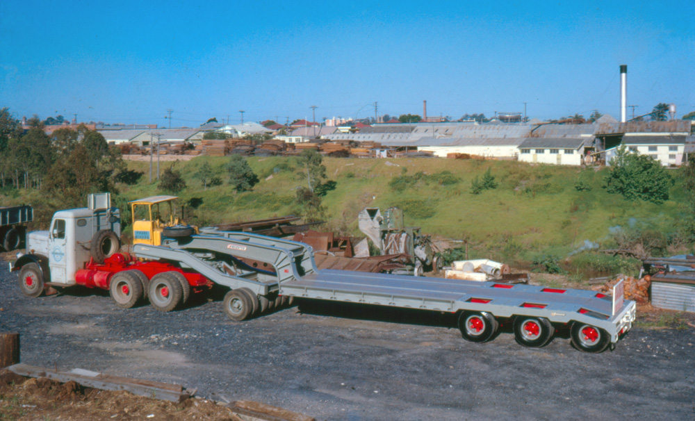 Low loader and dolly for Percy Manders' boats, Ipswich, 1968