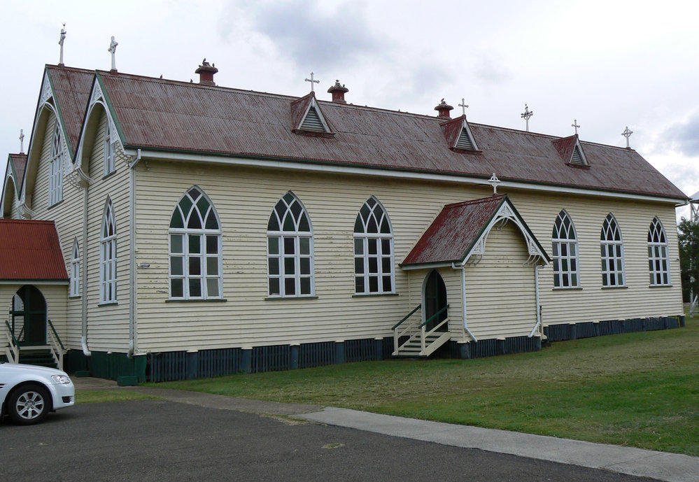 Side view of St Brigid's Catholic Church, Rosewood, Ipswich, 2015