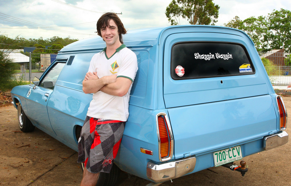 Rhys Ahearn with his Holden HQ Belmont, January 2008