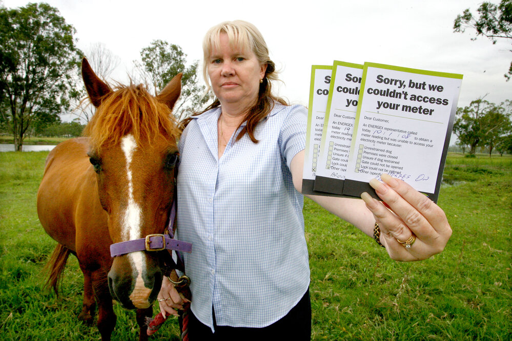 Kathy Plews with her horse, Ipswich, January 2008 