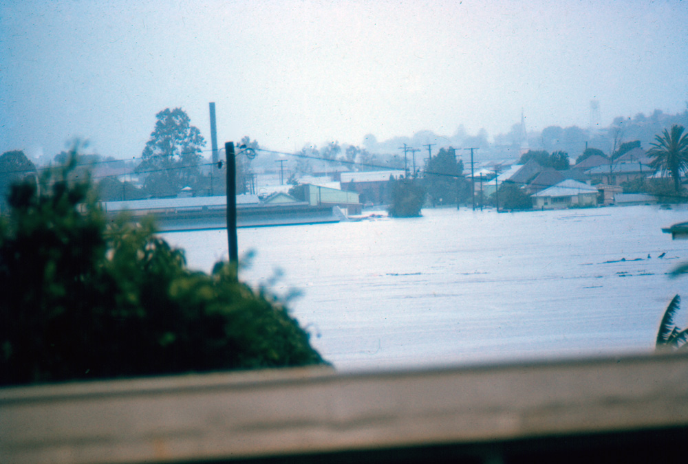 Hancocks and the Woollen Mills, North Ipswich, during 1974 flood