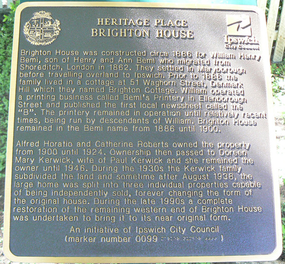 Historical Marker, Brighton House, Whitehill Road No 14, Newtown, 2009
