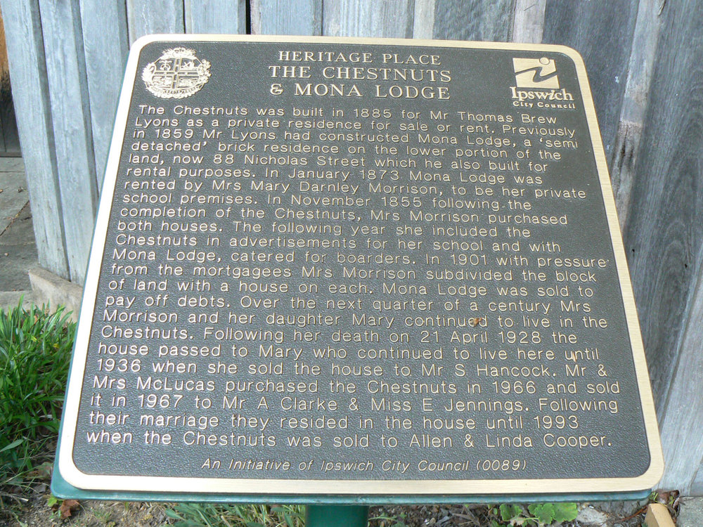 Historical Marker, The Chestnuts and Mona Lodge, Nicholas Street No 90, Ipswich, 2007
