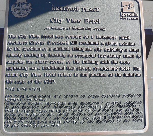 Historical Marker, City View Hotel, Brisbane Street No 277, West Ipswich