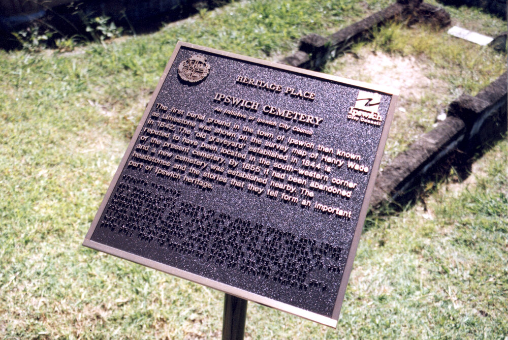 Historical Marker, Ipswich Cemetery, Warwick Road No 124a, Ipswich, 2000