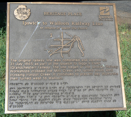 Historical Marker, Ipswich To Walloon Railway Line, Collins Street and North Street, Brassall