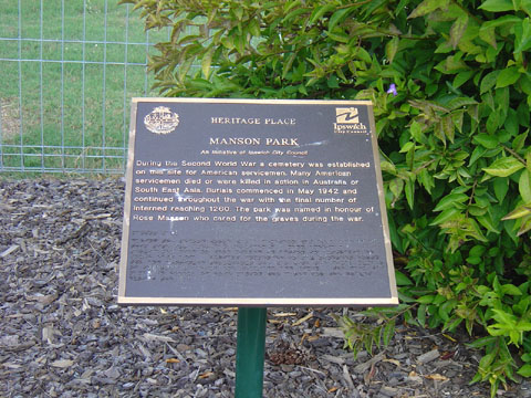 Historical Marker, Manson Park, Cemetery Road No 19, Raceview