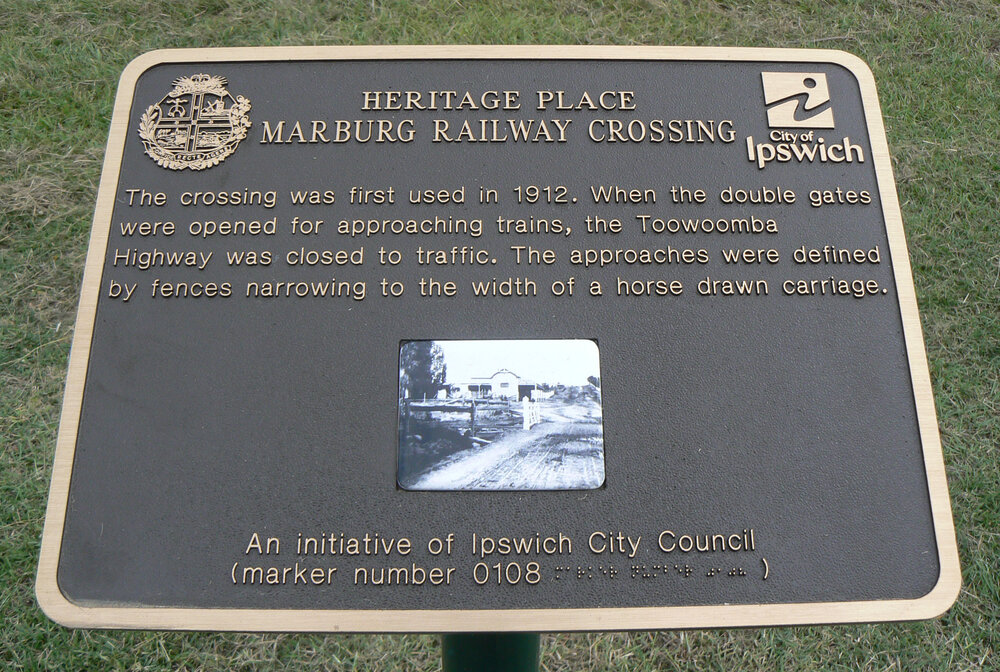 Historical Marker, Marburg Railway Crossing, Edmond Street No 84, Marburg