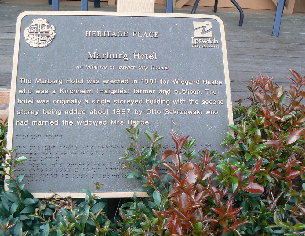 Historical Marker, Marburg Hotel, Edmond Street No 61-65, Marburg