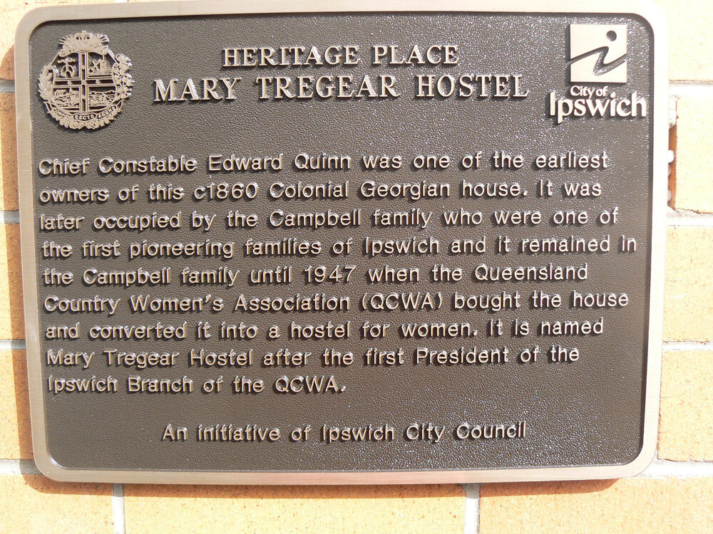 Historical Marker, Mary Tregear Hostel, Limestone Street No 84, Ipswich