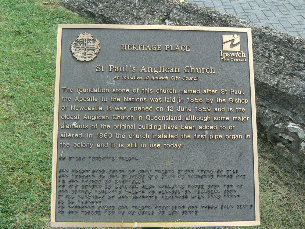 Historical Marker, St Paul's Anglican Church, Brisbane Street No 124, Ipswich
