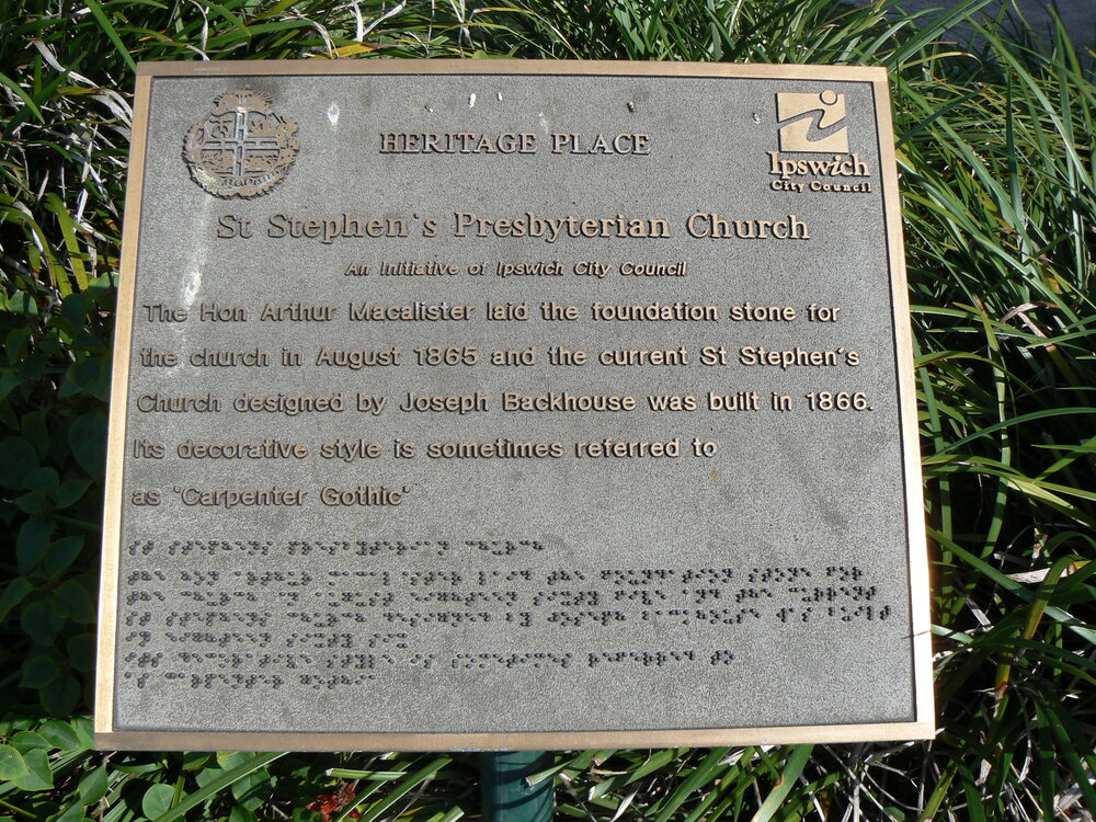 Historical Marker, St Stephen's Presbyterian Church, Limestone Street No 22, Ipswich