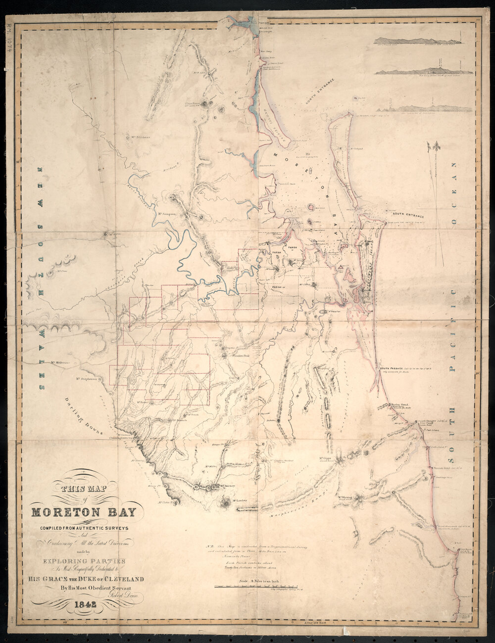 Map of Moreton Bay by Robert Dixon, 1842