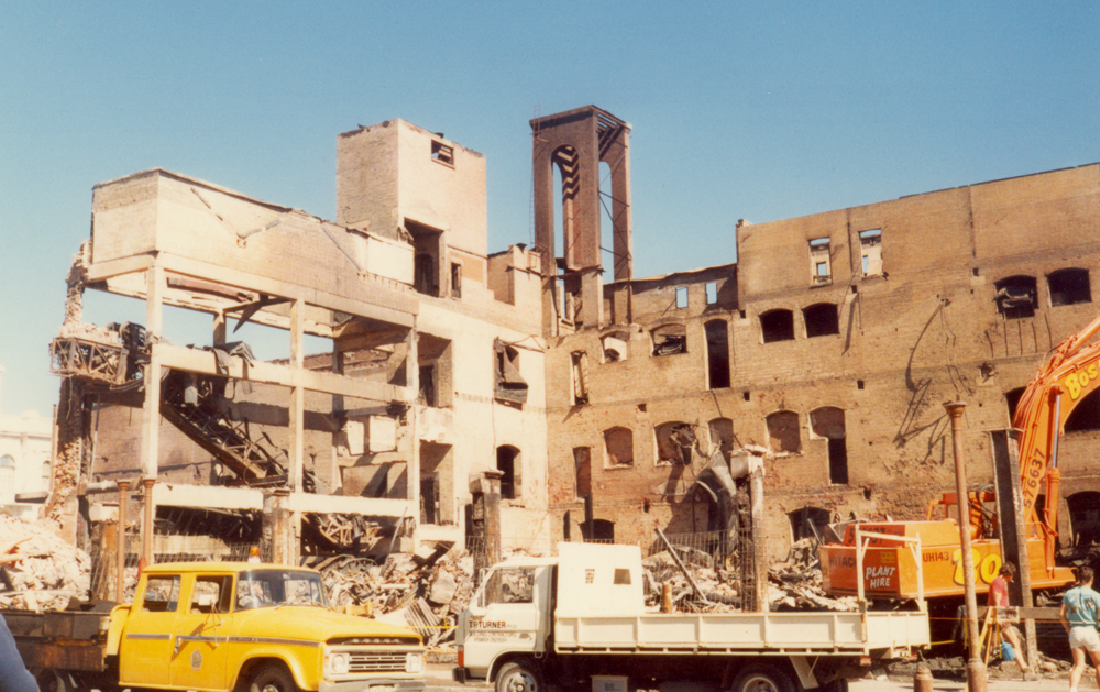 Reid's fire, aftermath, Ipswich, August, 1985