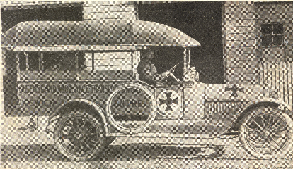 Queensland Ambulance Service transport, postcard, Ipswich