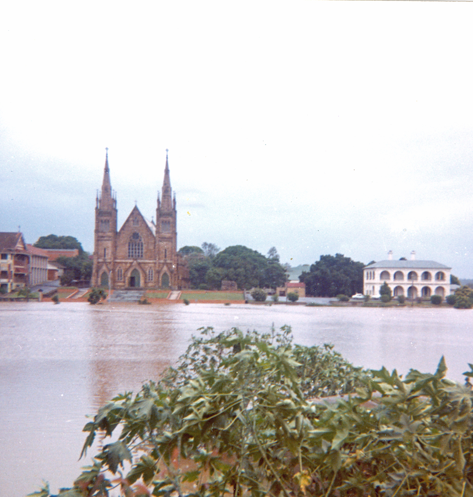 St Mary's Church, Ipswich, during flood of 1974