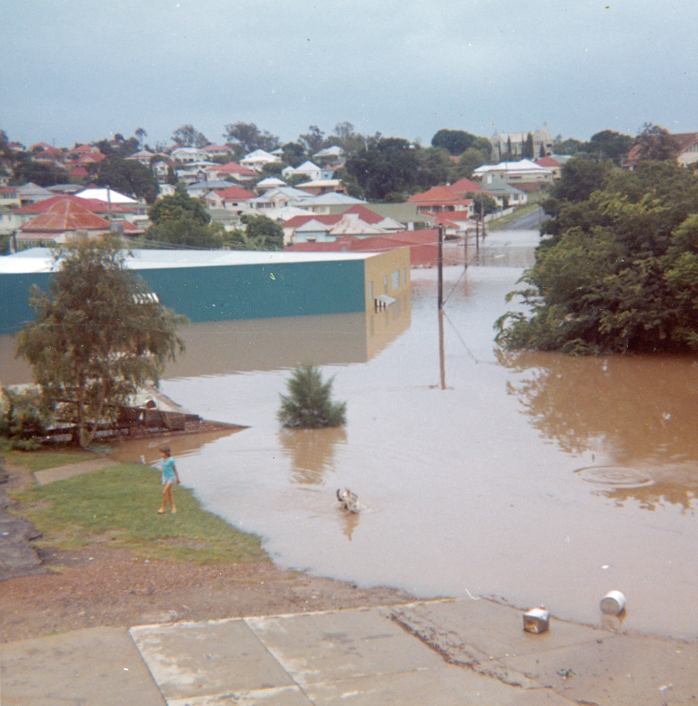 McMahon's Soft Drink factory, Ipswich, during flooding in January 1974