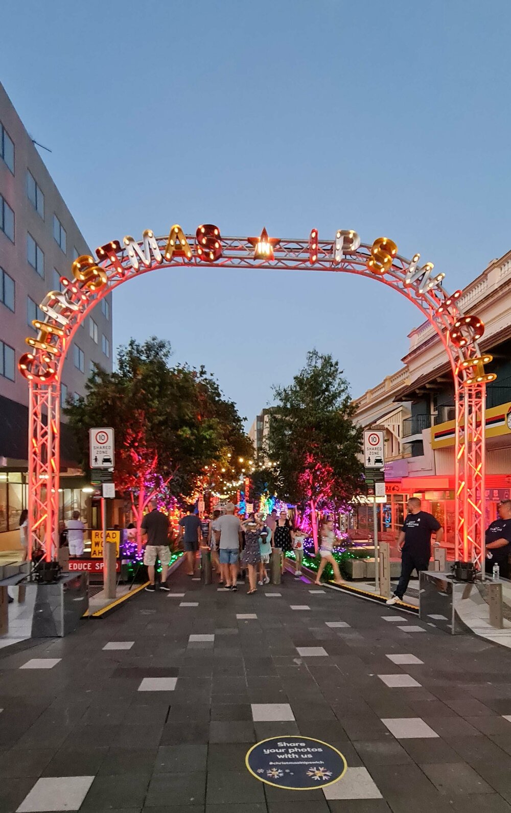 Christmas in Ipswich, St Nicholas Street entrance on corner of Brisbane Street, 2021