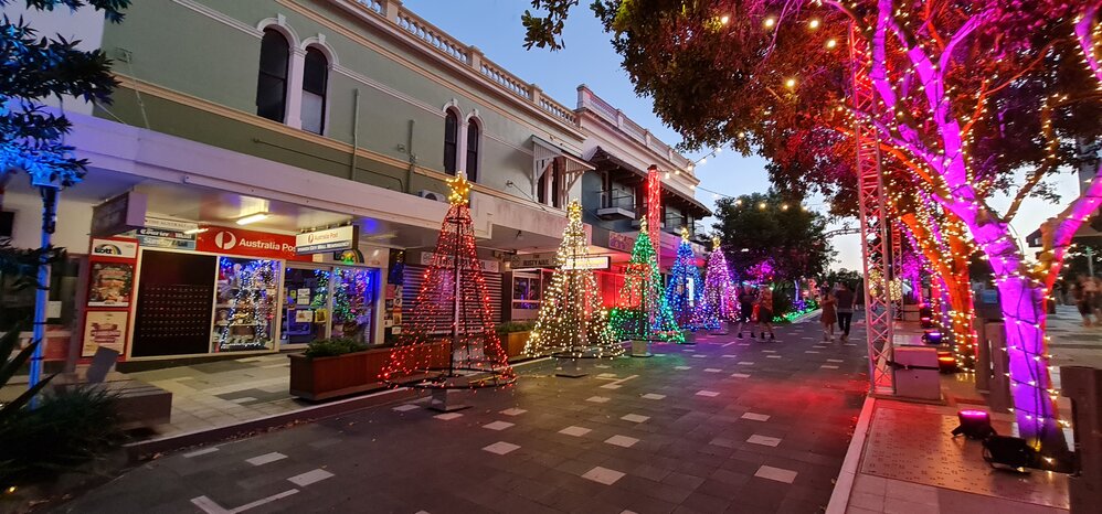 Christmas in Ipswich: Christmas Trees near Brisbane Street, St Nicholas Precinct, Nicholas Street, Ipswich, 2021