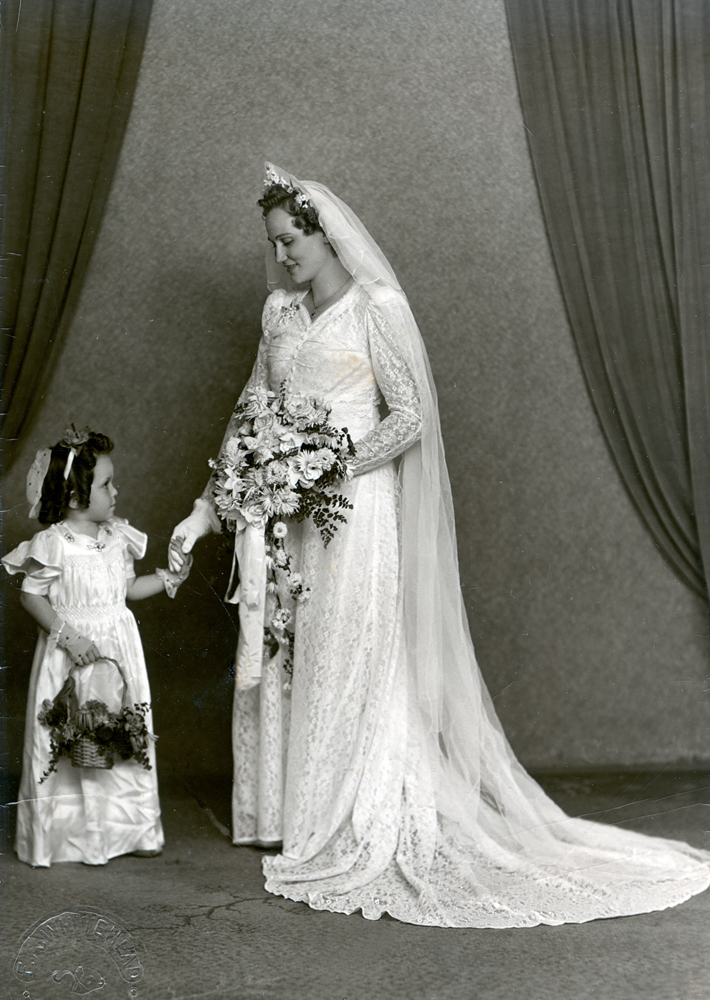 Formal wedding portrait of Coral Ruth Baumann (nee Lyon), Ipswich, 1946