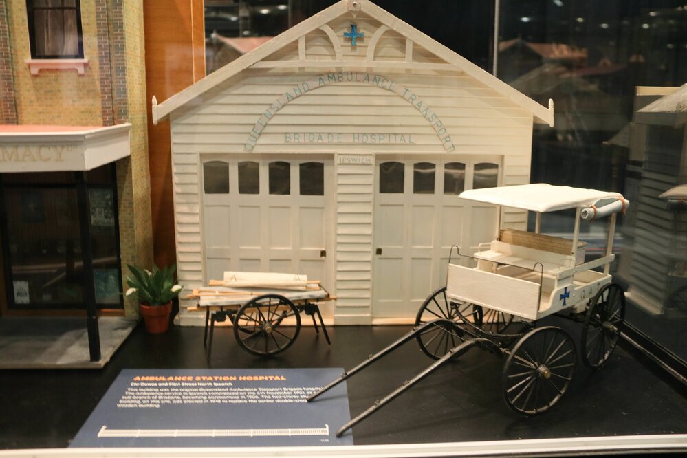 Queensland Ambulance, Ipswich Mini Crafters, display at Railway Workshops Museum, North Ipswich, 2021