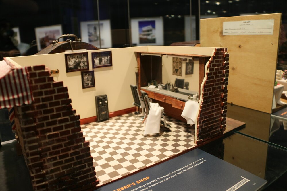 Barber Shop, Ipswich Mini Crafters, display at Railway Workshops Museum, North Ipswich, 2021