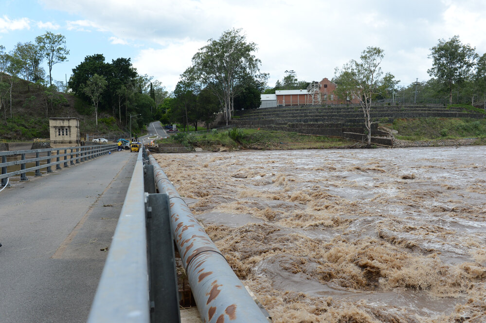 Flood waters at Mt Crosby Weir, Brisbane, January 2013