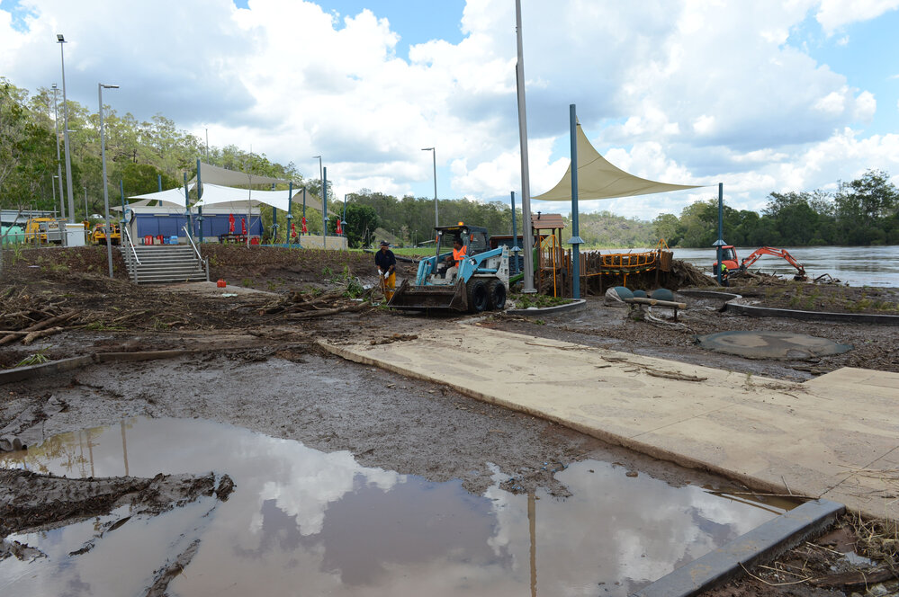 Flood clean-up at Colleges Crossing, January 2013