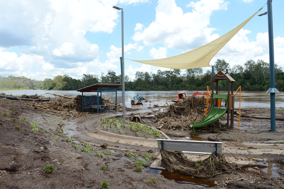 Clean-up at Colleges Crossing after flooding, January 2013