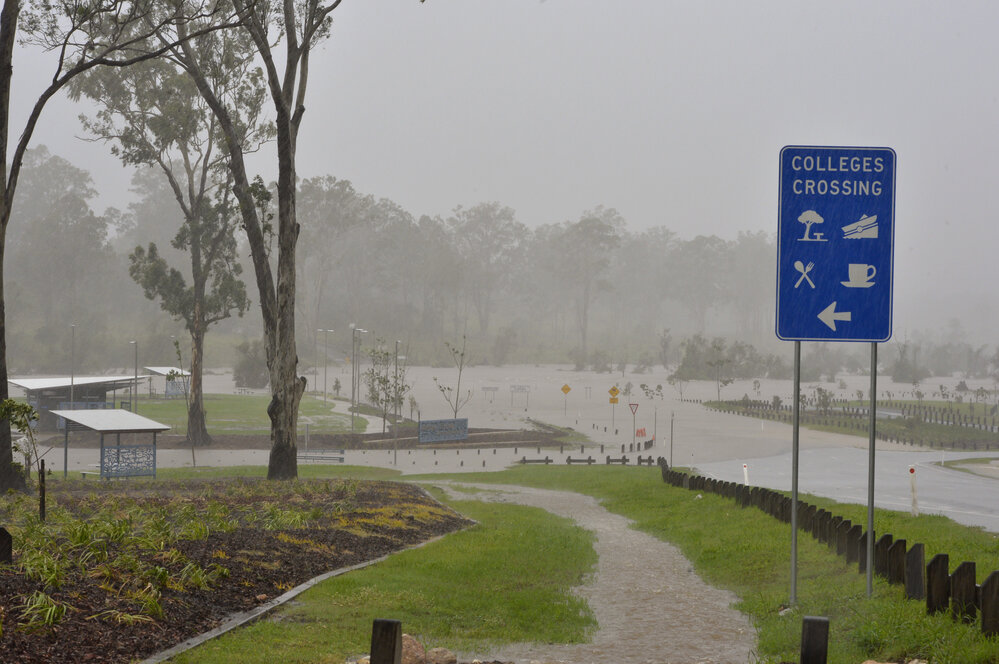 Flooding at Colleges Crossing, Ipswich, January 2013