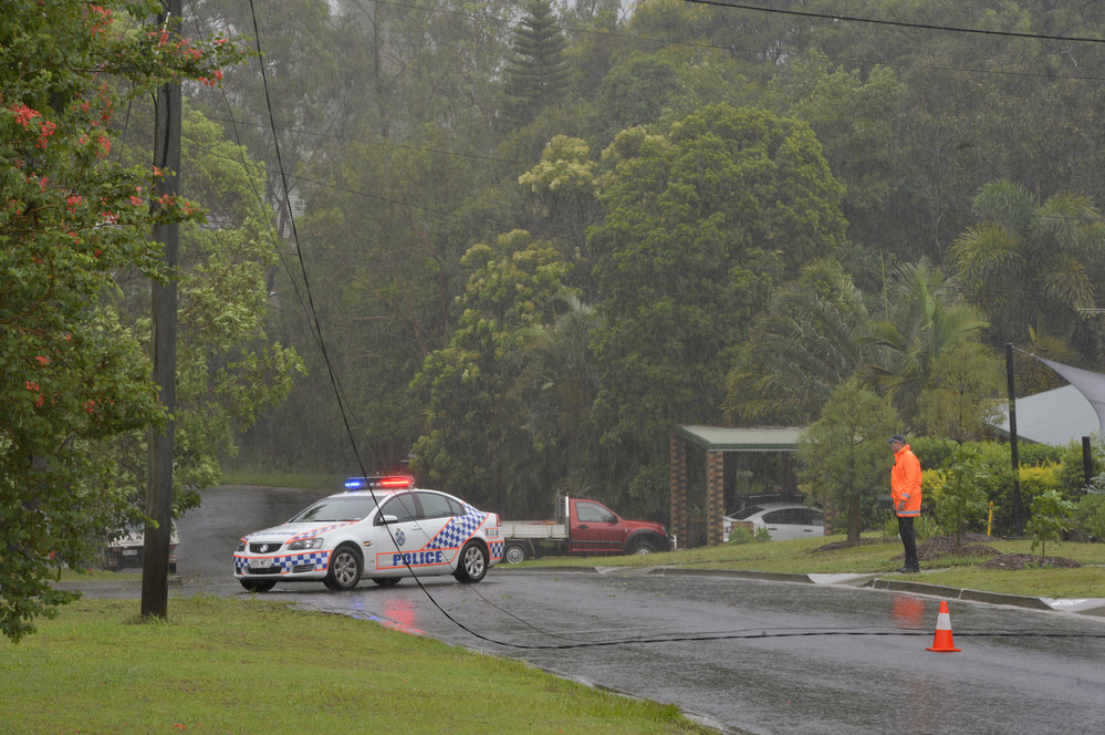 Fallen power line, Paice Street, Bundamba, Ipswich, January 2013