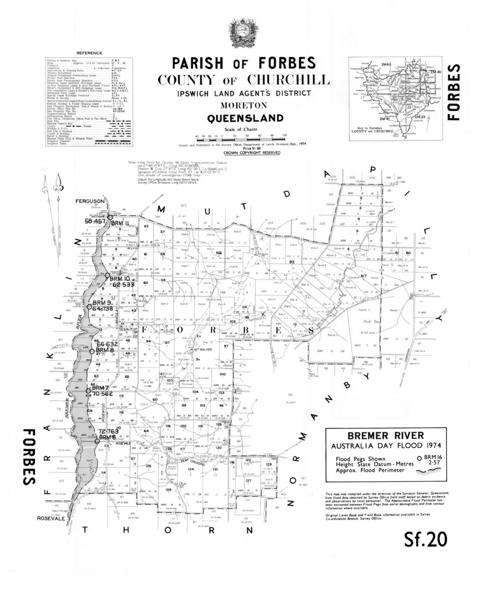 Flood map of Bremer River, 1974