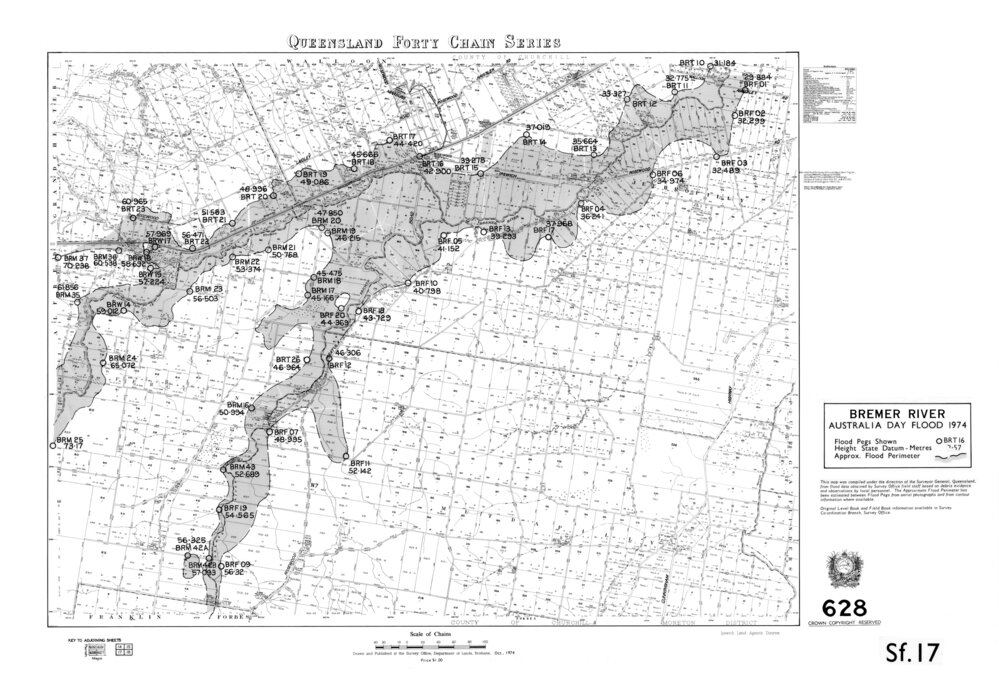 Flood map of Bremer River, 1974