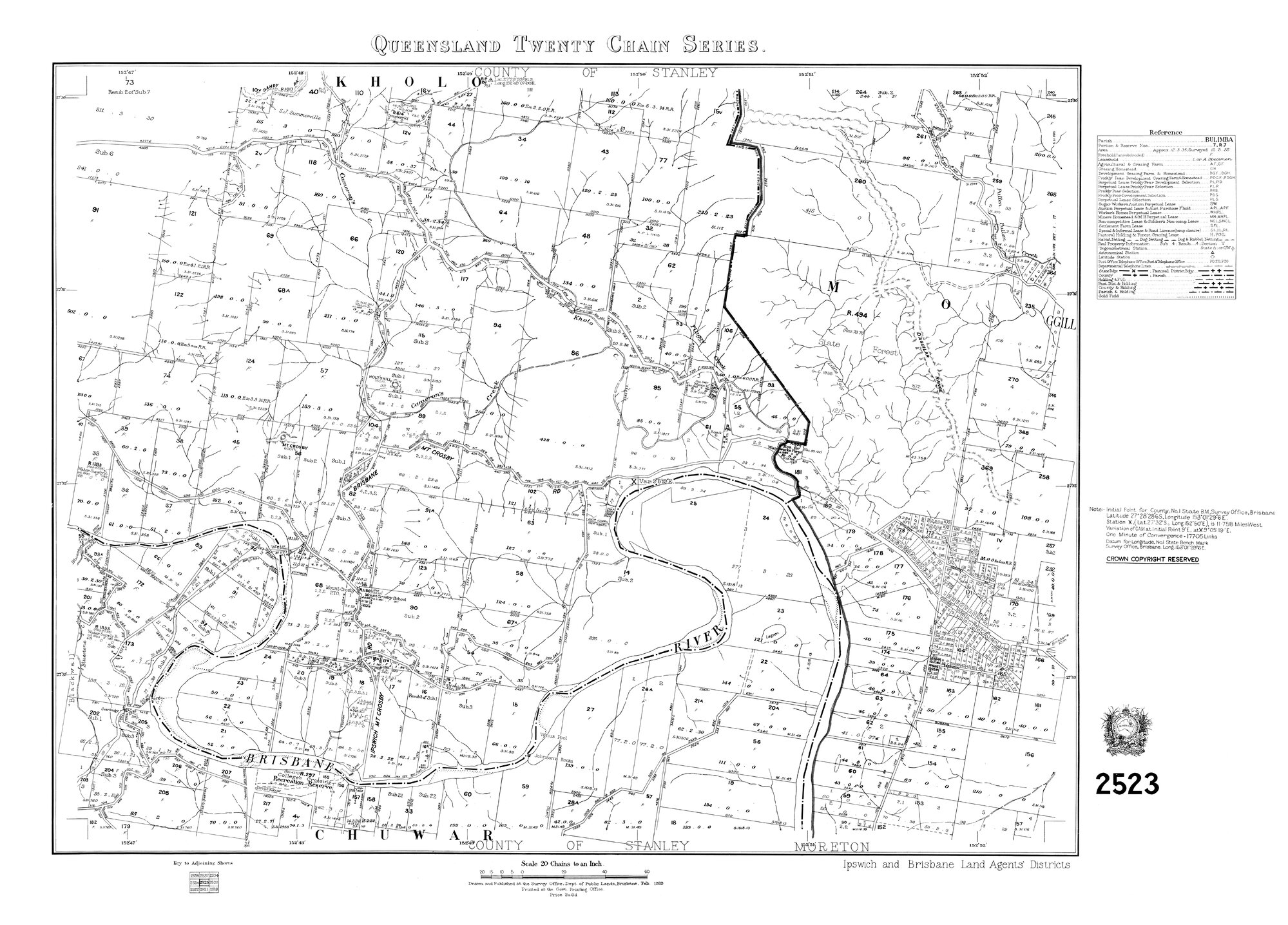Queensland Twenty Chain series, County of Stanley, sheet 2523, 1959