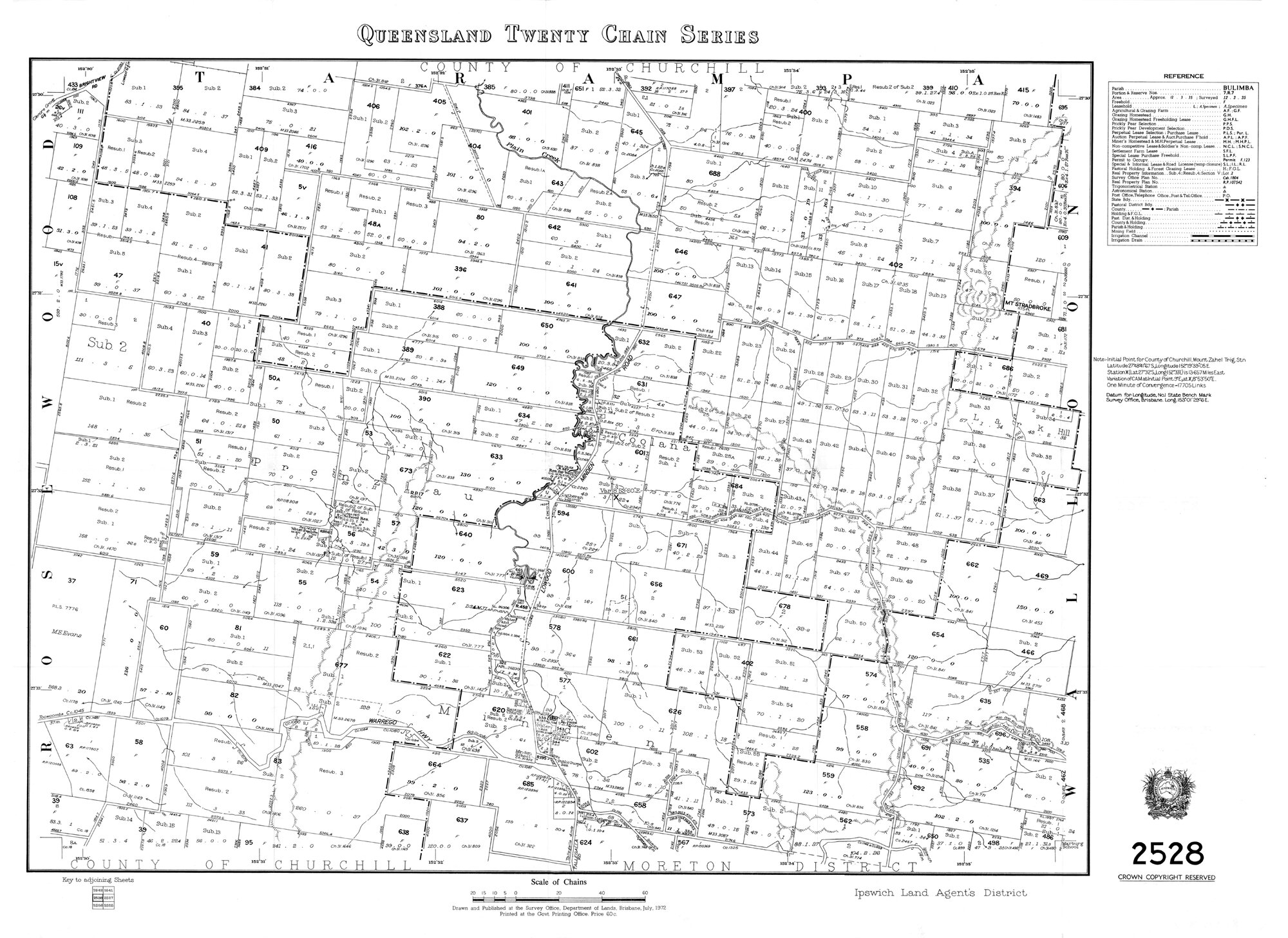 Queensland Twenty Chain series sheet 2528 (Minden), 1972