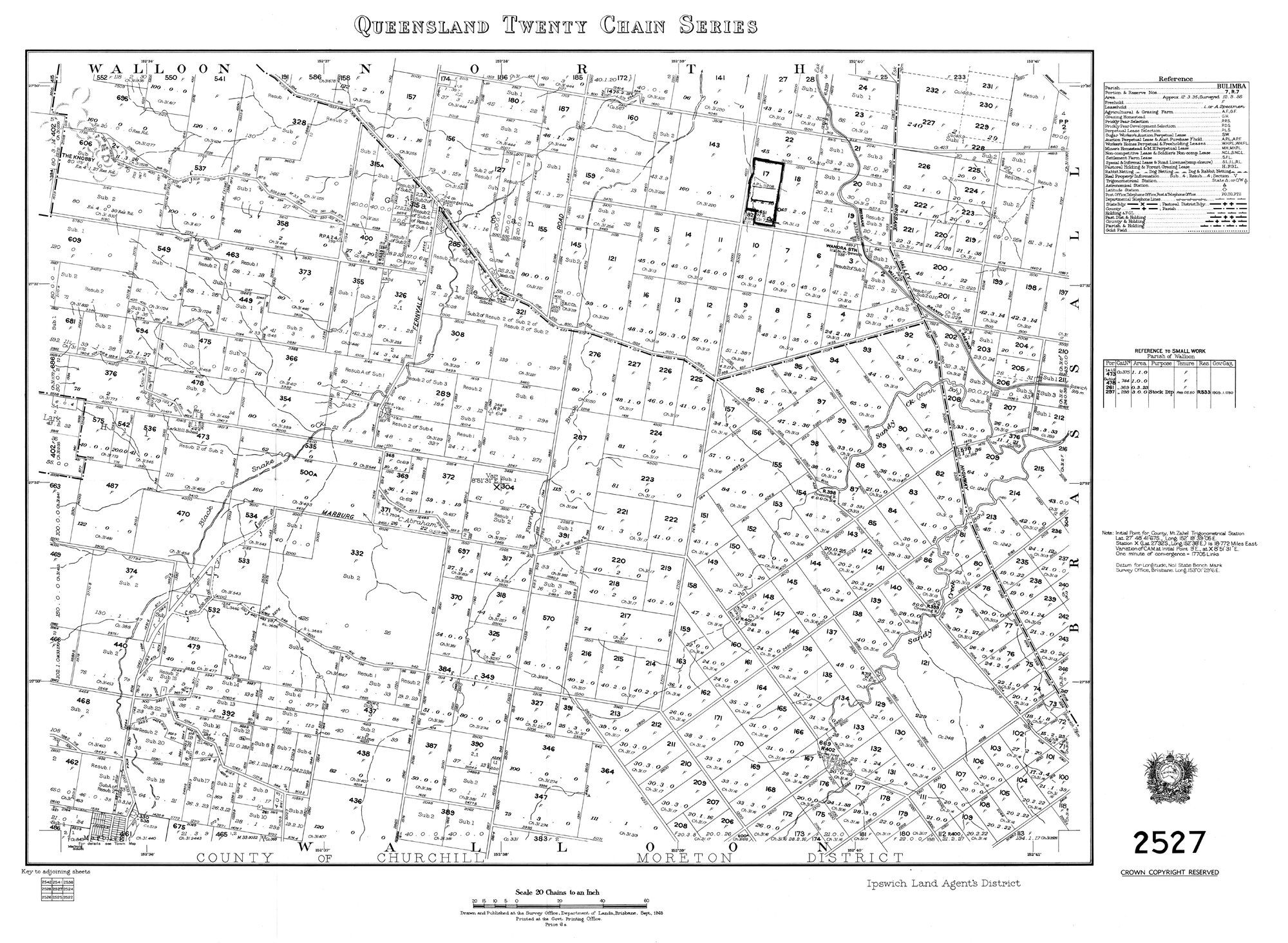 Queensland Twenty Chain series sheet 2527, 1965