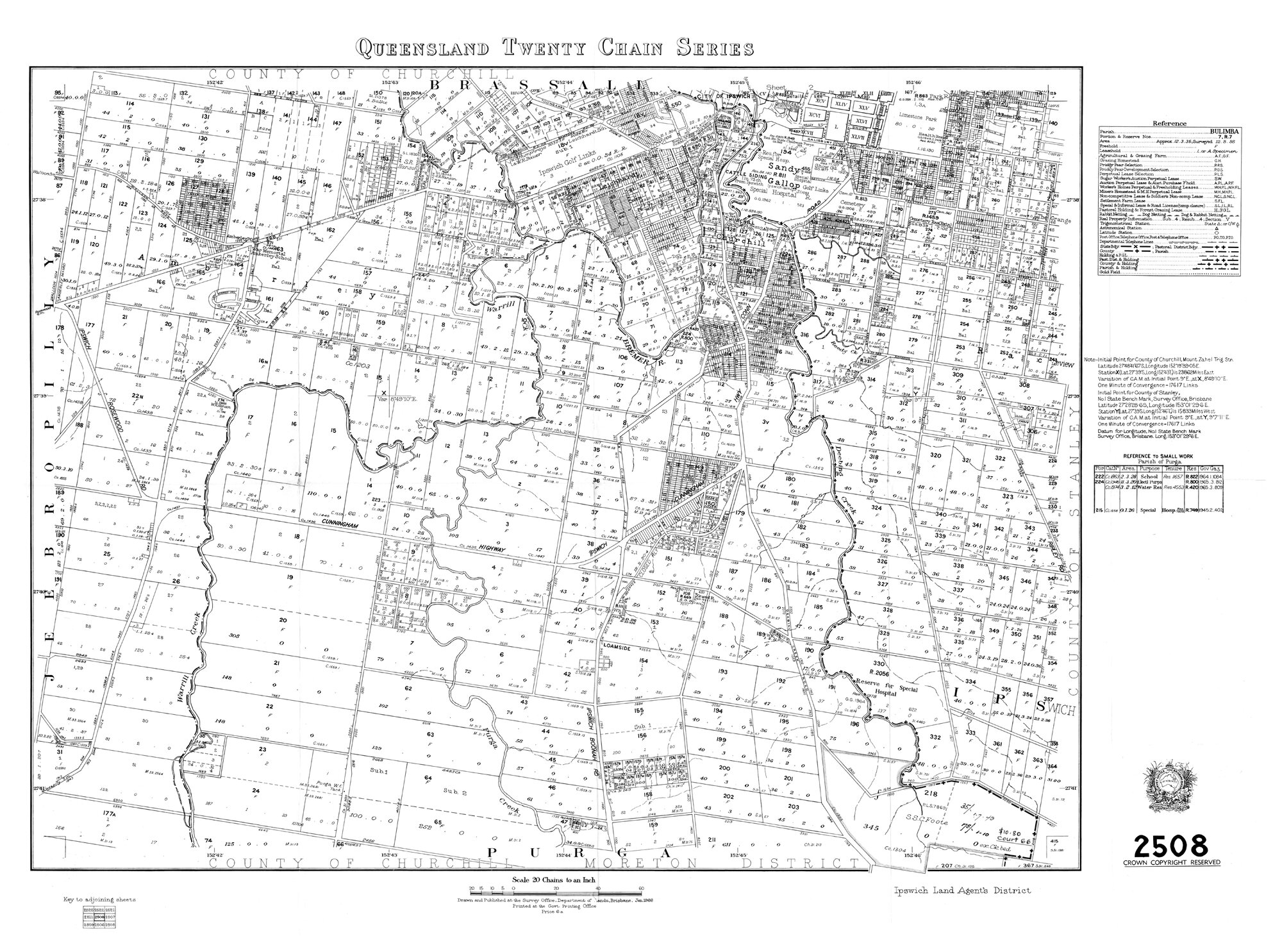Queensland Twenty Chain series sheet 2508, 1966