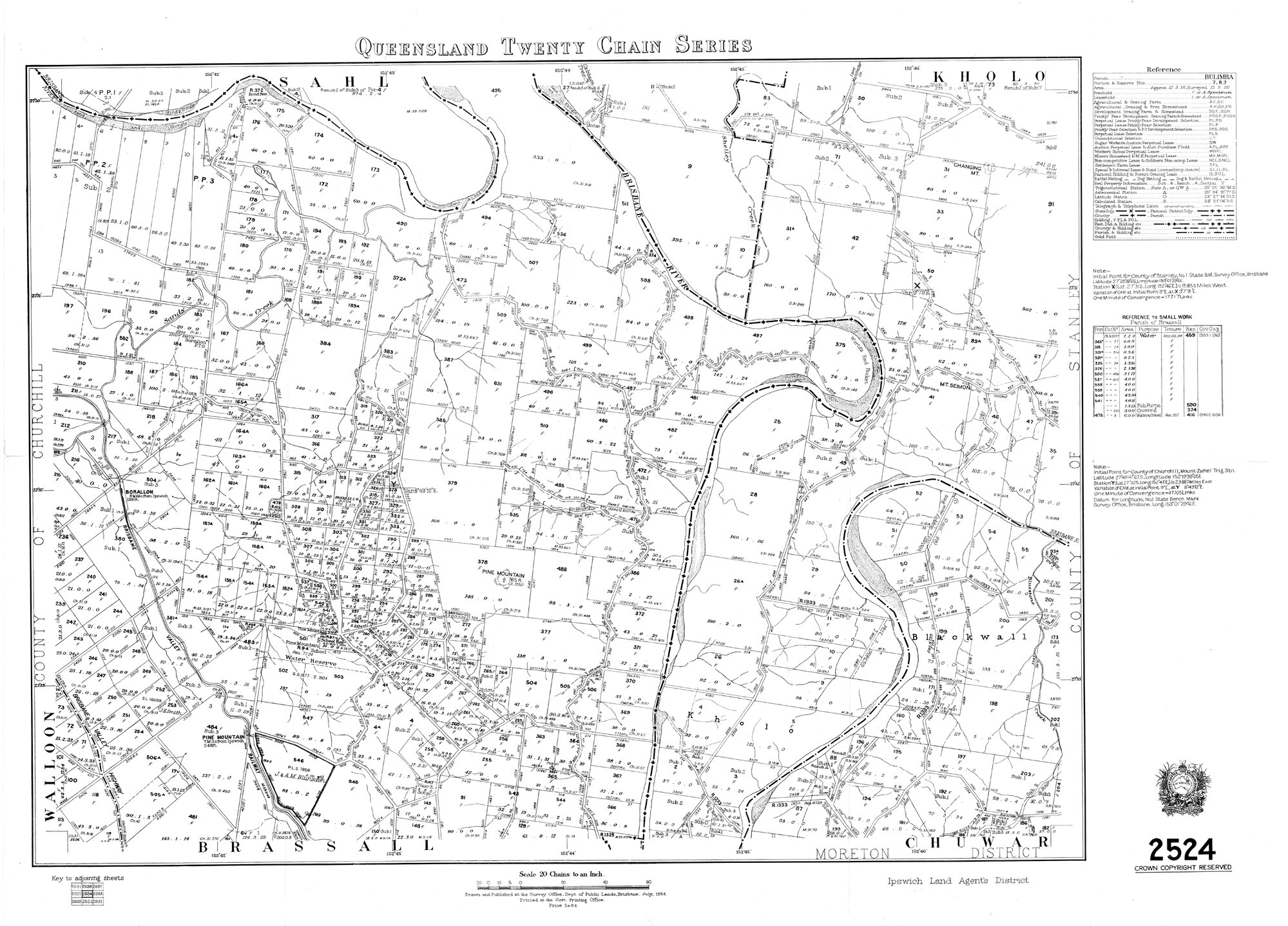 Queensland Twenty Chain series sheet 2524, 1954