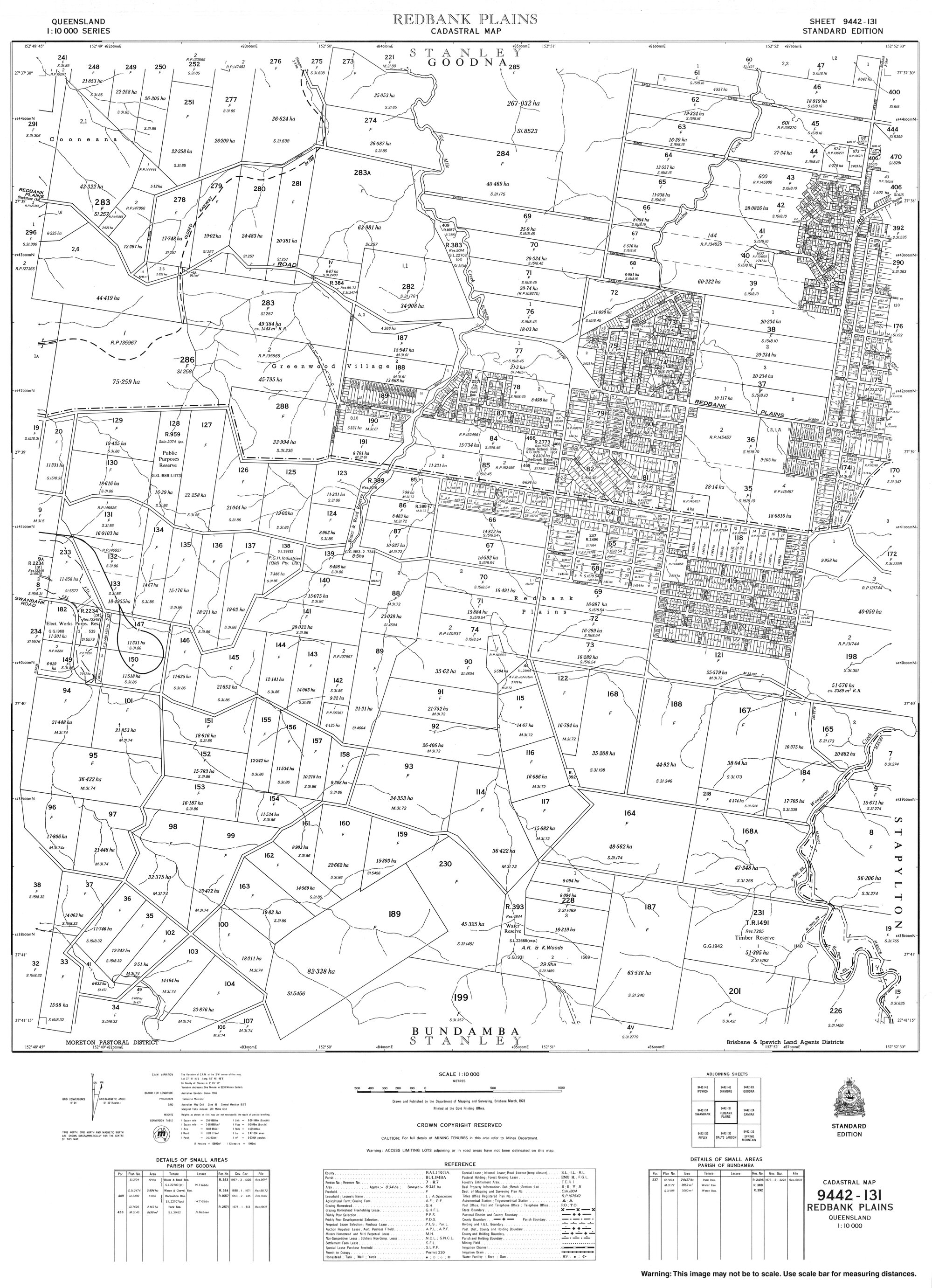 Cadastral map of Redbank Plains, 1978