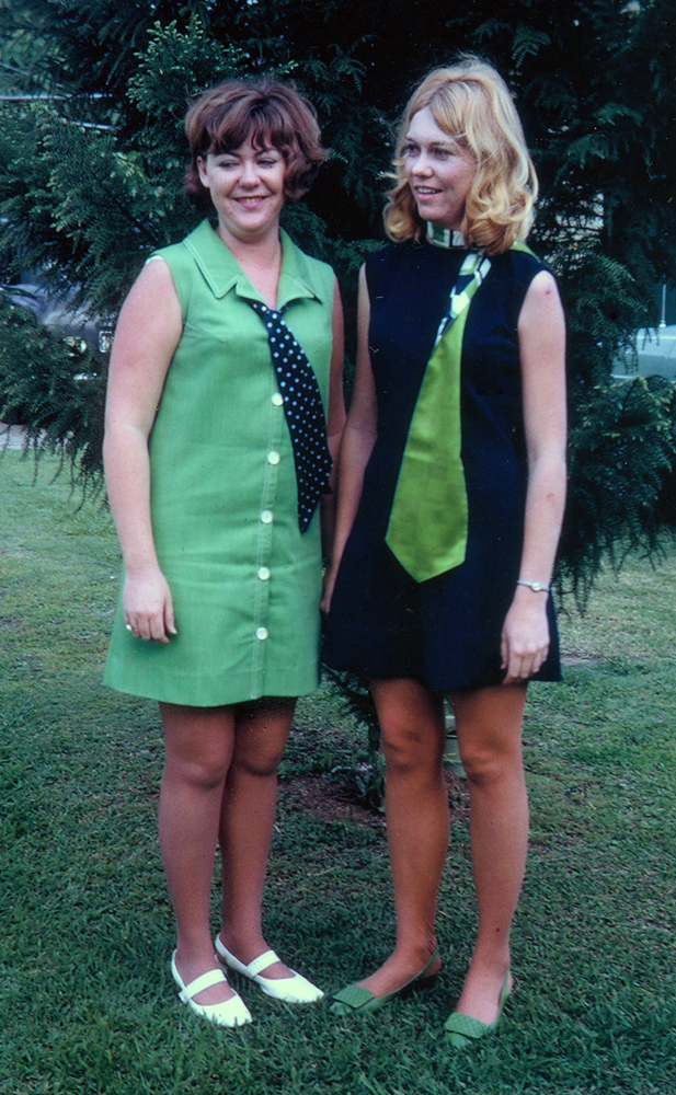 Wedding guests in miniskirts, Ipswich, 1969