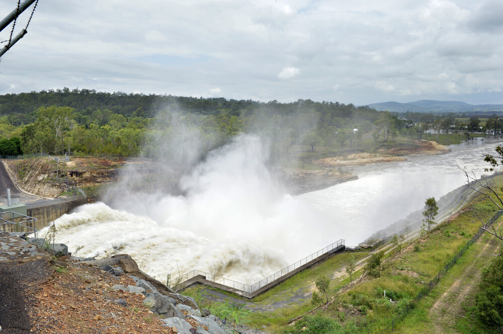 Water release at Wivenhoe Dam on Thursday, January 31, 2013.