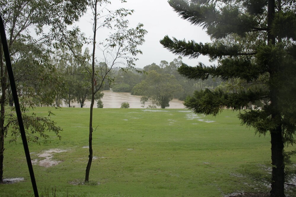 Deebing Creek during 2022 flood event, University Drive, Ipswich, 27th February 2022