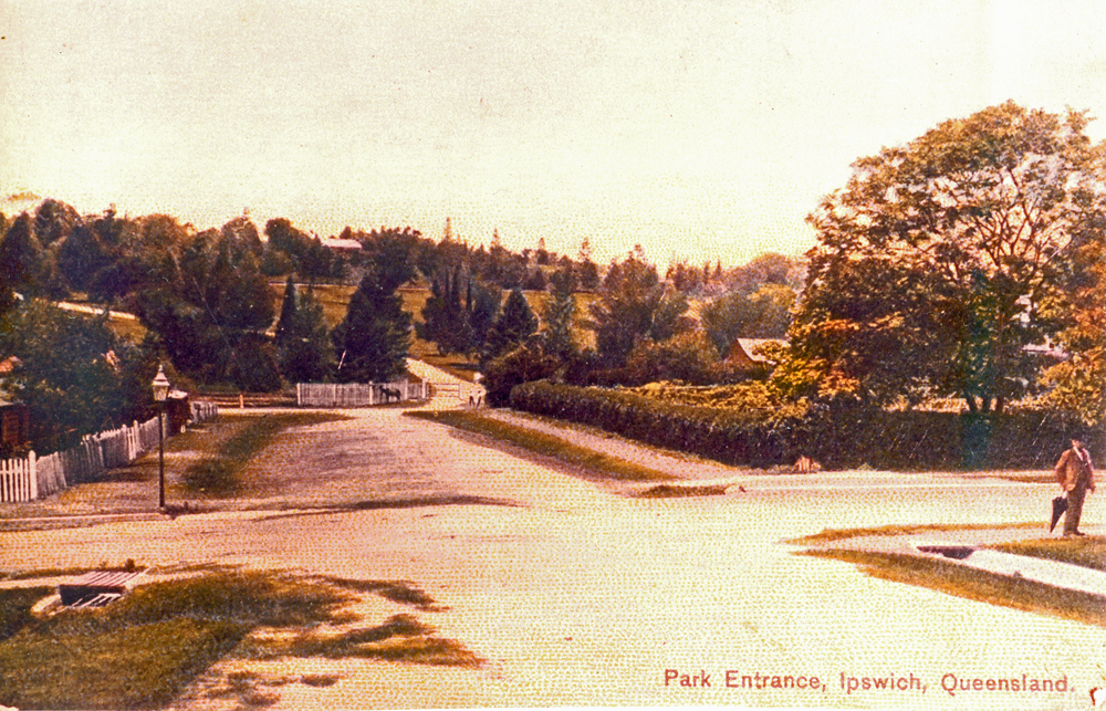 Queens Park entrance, Ipswich, postcard, c.1906 (1990s)
