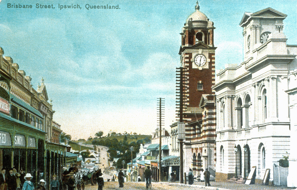 Brisbane Street, Ipswich, postcard, c.1906 (1990s)