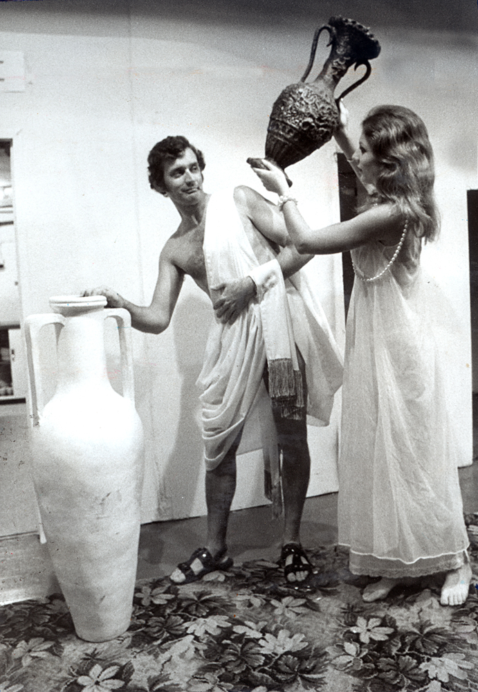 Scene from 'Rape of the Belt' [by] Benn W. Levy, performed by Ipswich Little Theatre, Ipswich, 1973